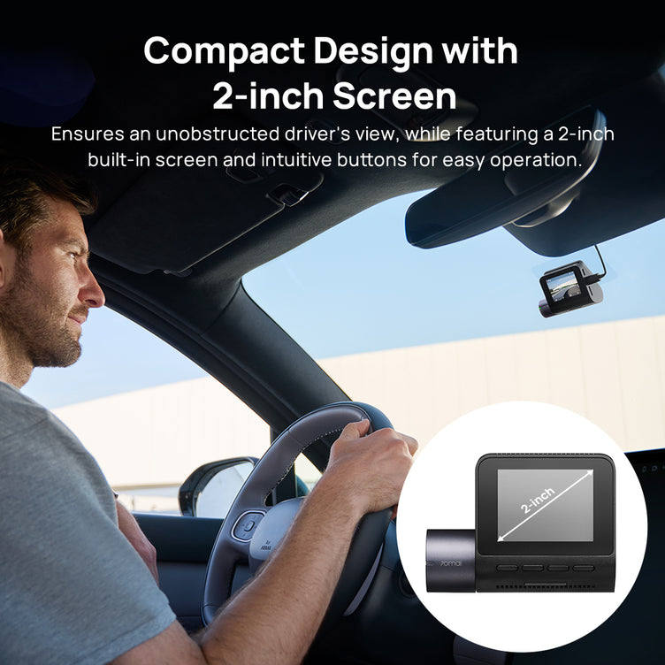 70mai Dash Cam A410 2.5K HDR Dual w/ GPS, Emergency Record, G-Sensor, App Control & Compact Design