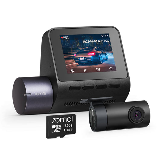 70mai Dash Cam A410 2.5K HDR Dual w/ GPS, Emergency Record, G-Sensor, App Control & Compact Design