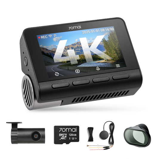 4K Road Trip Kit: 4K A810S Front Cam + Rear Cam + Memory Card + Hardwire Kit + CPL Filter