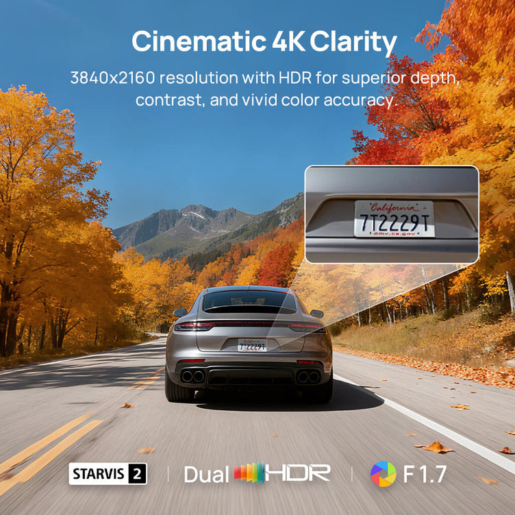 70mai M500 Dash Cam 2.7K HDR Vision nocturne 170° FOV Assistant de conduite