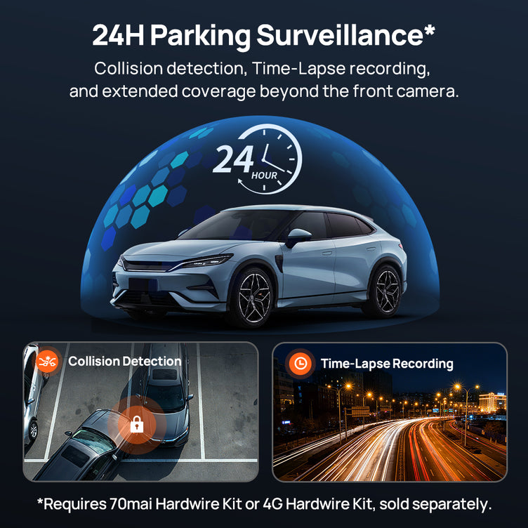 70mai M500 Dash Cam 2.7K HDR Vision nocturne 170° FOV Assistant de conduite