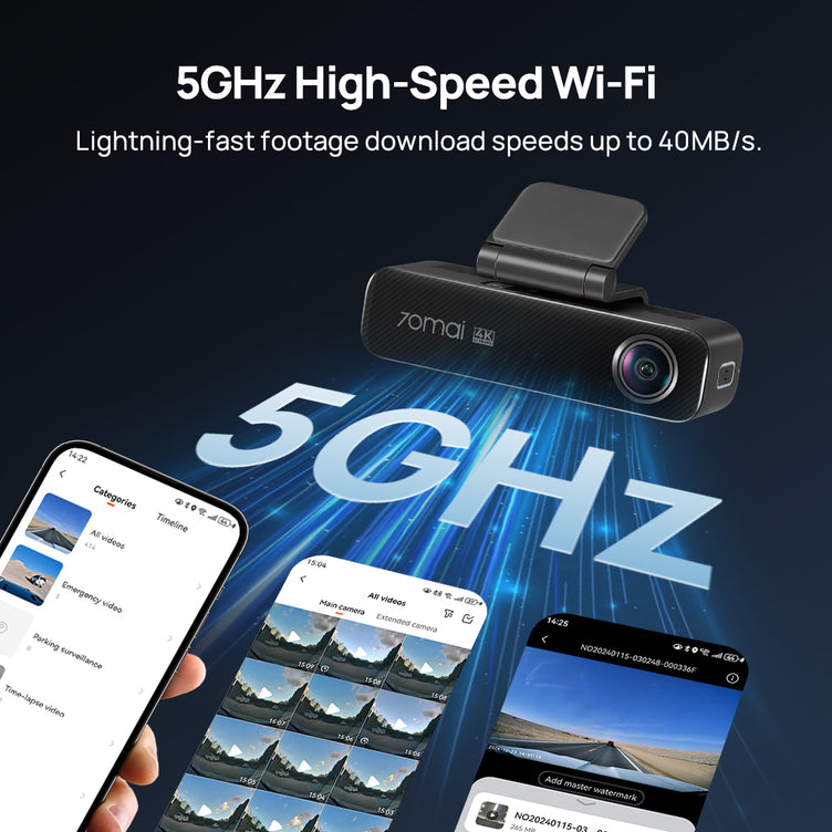 70mai M500 Dash Cam 2.7K HDR Vision nocturne 170° FOV Assistant de conduite
